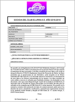 Ficha Patinador Elurra | Niño 2019-2020